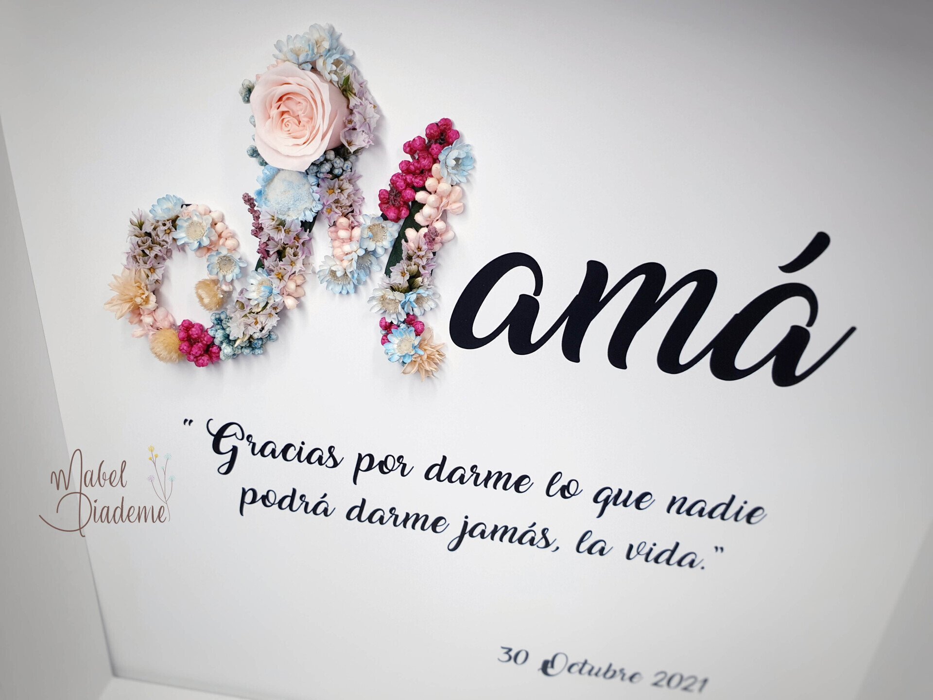 Cuadro Personalizado Inicial de Flores Preservadas regalos originales