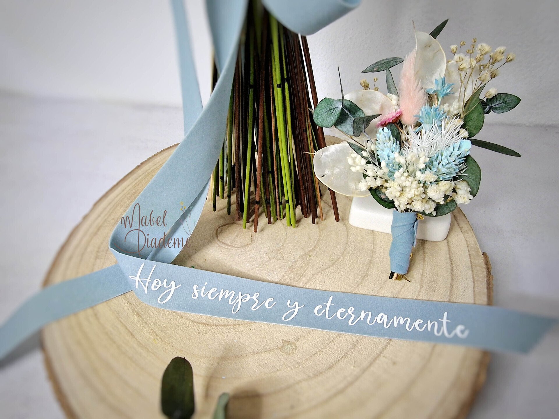 Lazo para ramo de novia con frase personalizada