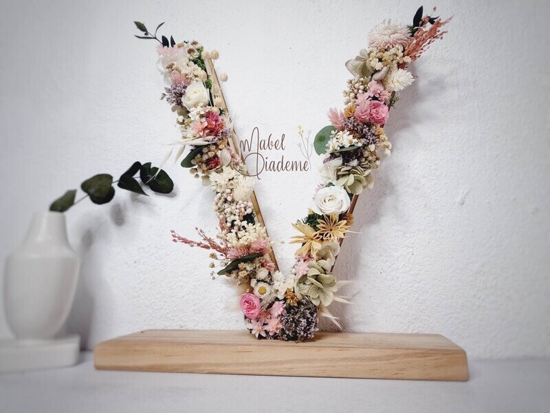 Inicial flores preservadas regalos bonitos de nacimiento, comunión