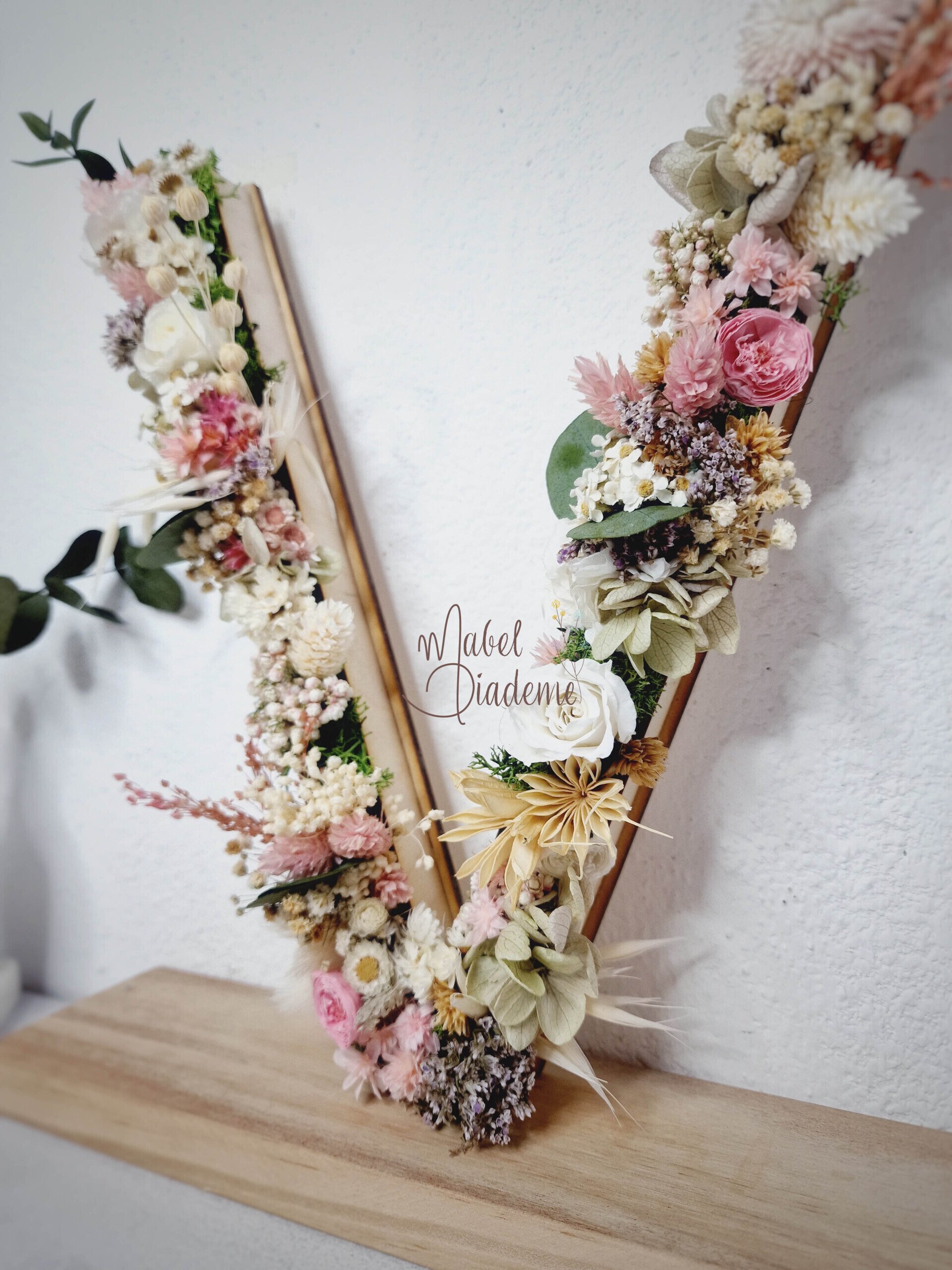 Inicial flores preservadas regalos bonitos de nacimiento, comunión