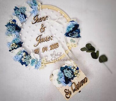 Bastidor Porta Alianzas de Flores Preservadas – Artesanal, Personalizado