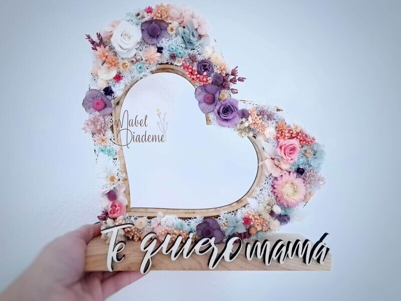 Corazón madera flores preservadas regalos bonitos y originales