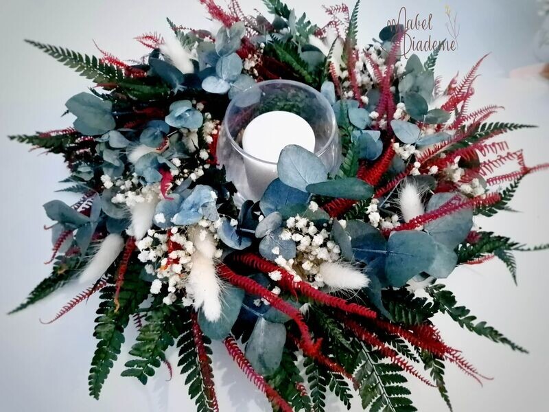 Corona navidad adviento flores preservadas