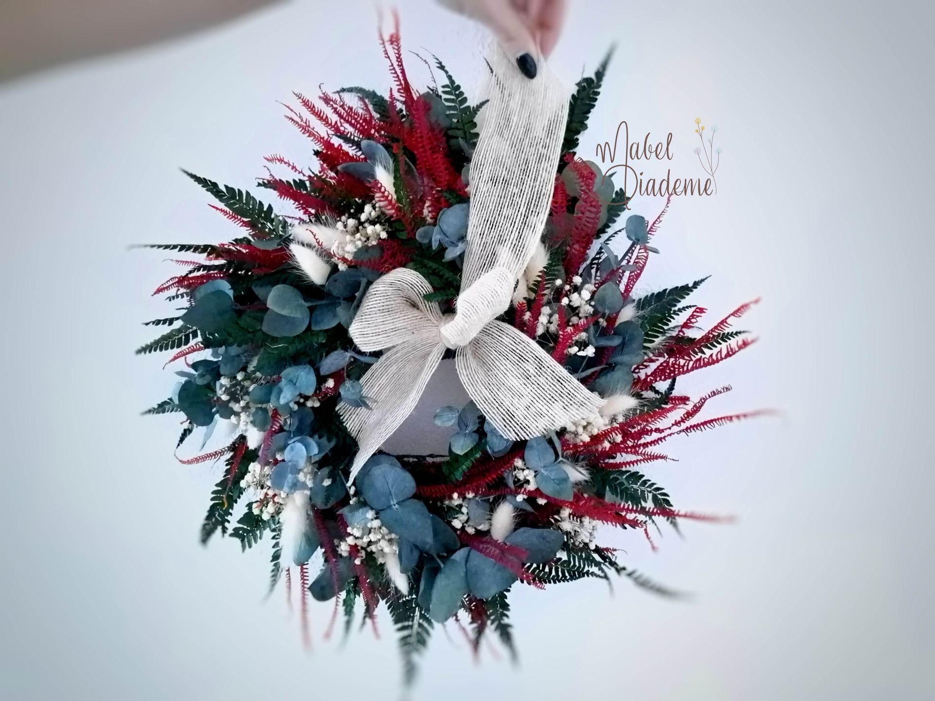 Corona navidad adviento flores preservadas