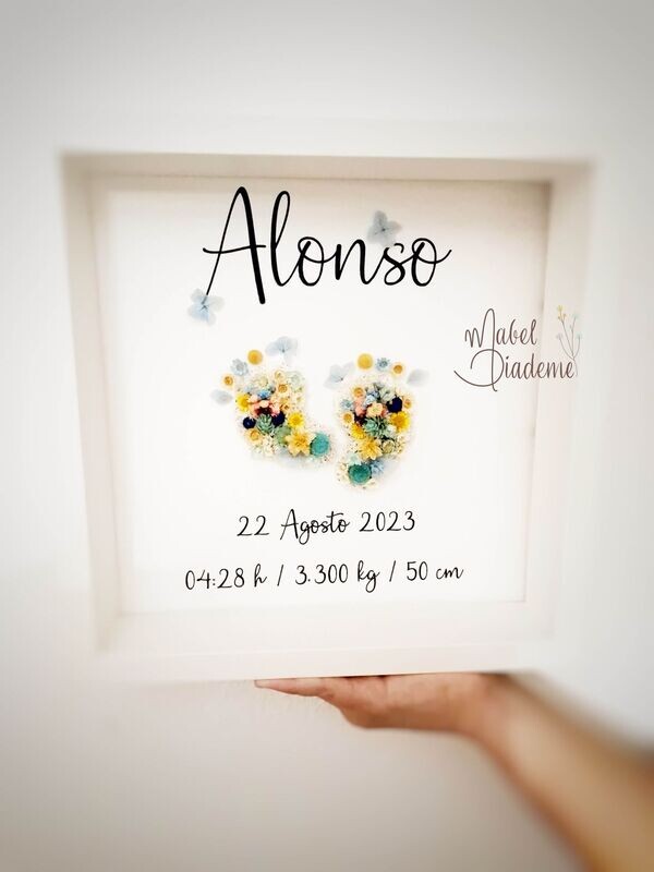 Cuadro Personalizado de Nacimiento  Flores Preservadas  regalos bonitos