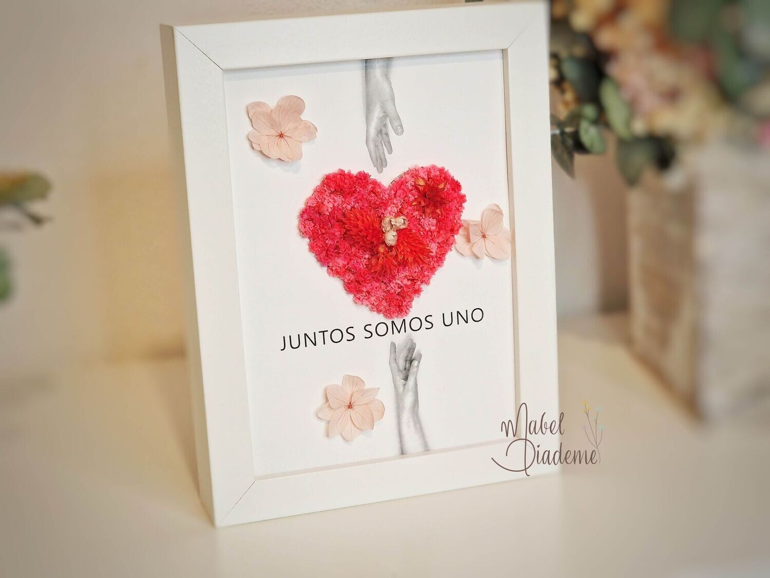 Cuadro amor San Valentín flores preservadas  corazón regalos bonitos