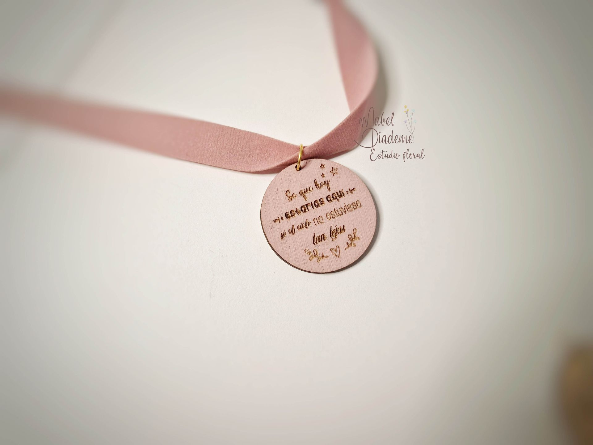 Medalla para ramo de novia MADERA grabado personalizado