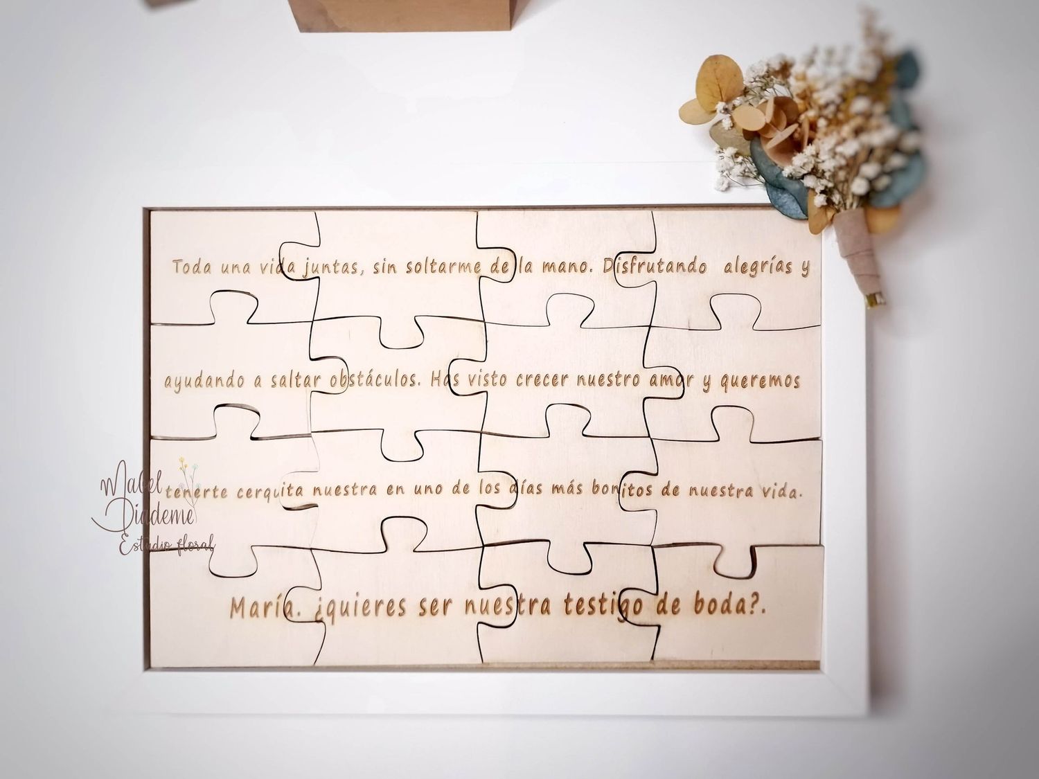 ​Regalos bonitos para bodas marco puzzle una forma original de pedir que sea tu testigo de boda.