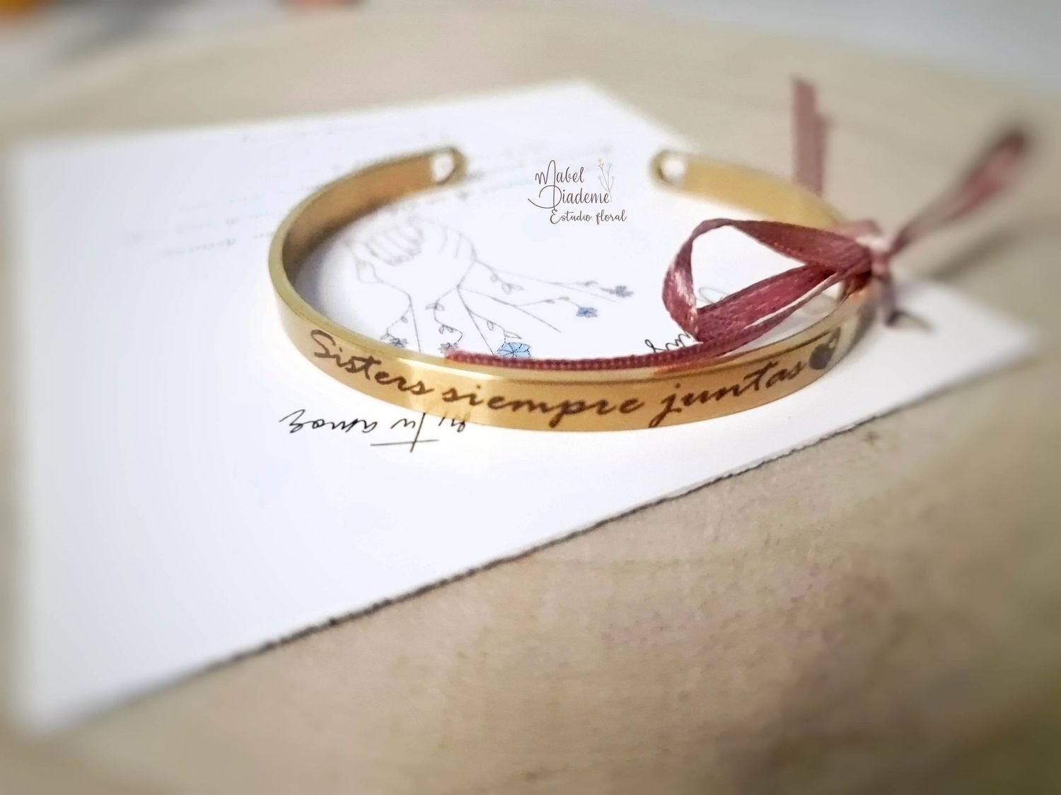 Brazalete pulsera acero grabado láser HERMANAS