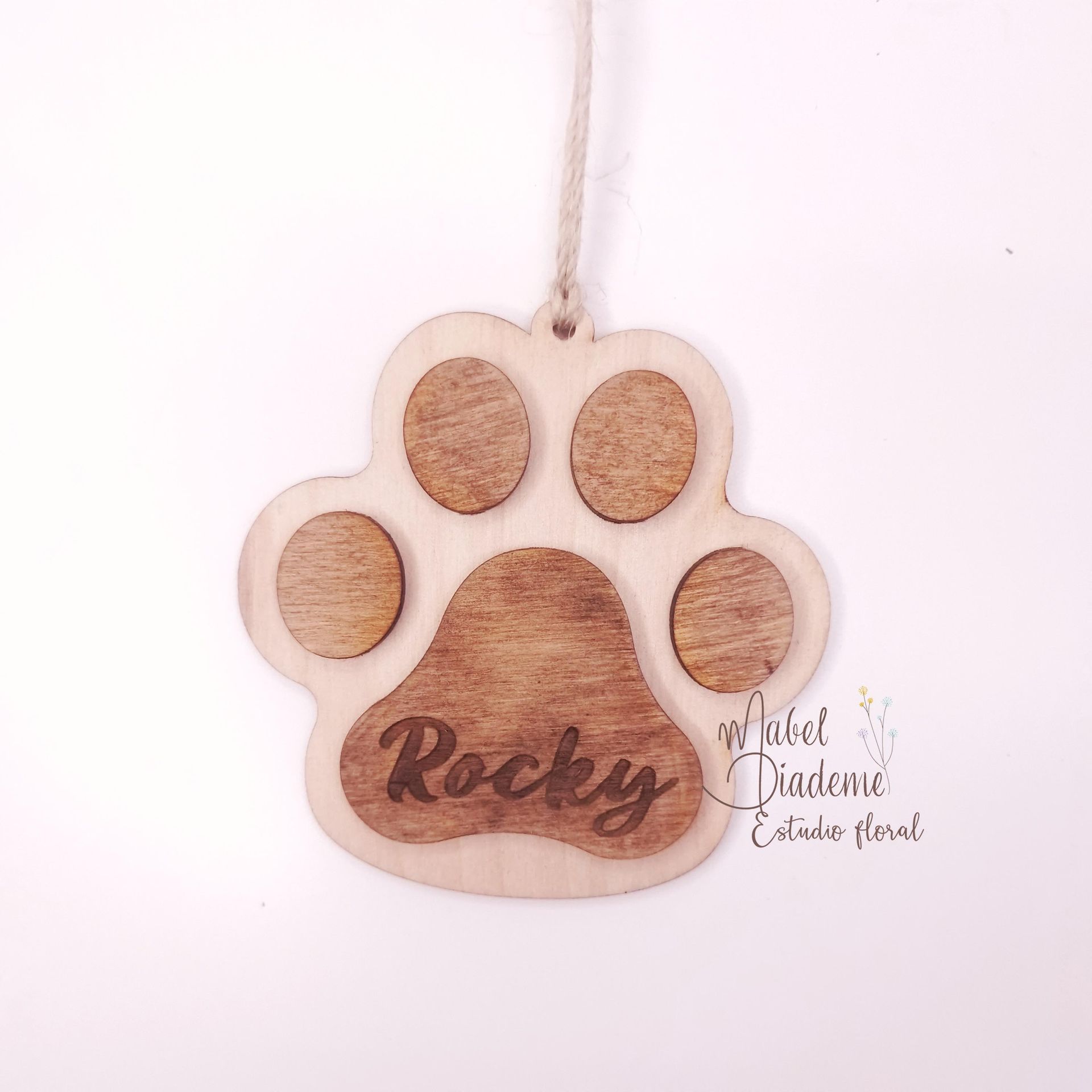 Adorno navidad árbol huella perro madera