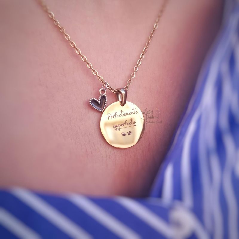 Collar medalla dorada 20 mm personalizado regalos bonitos