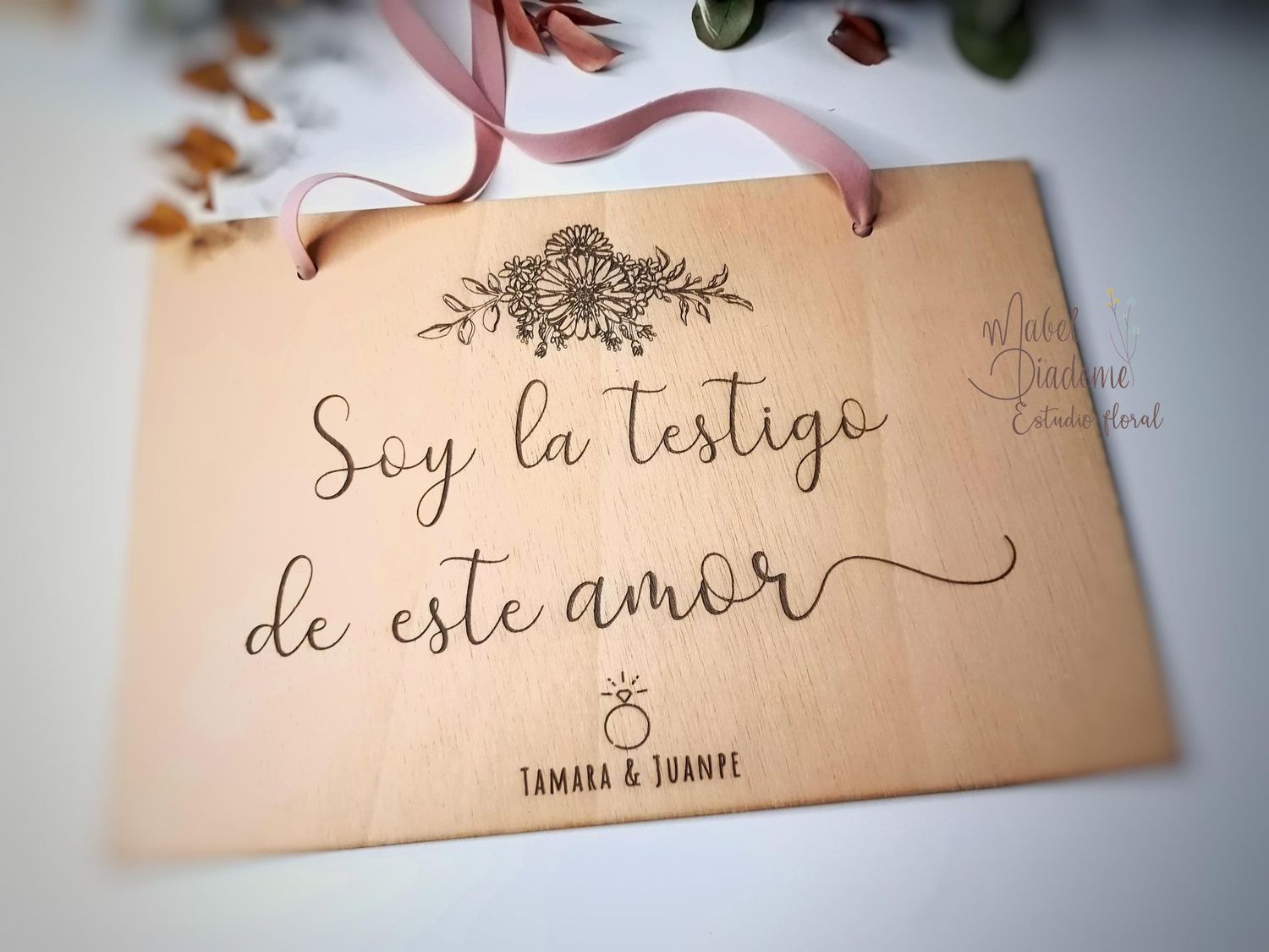 Cartel para sillas boda madera personalizado