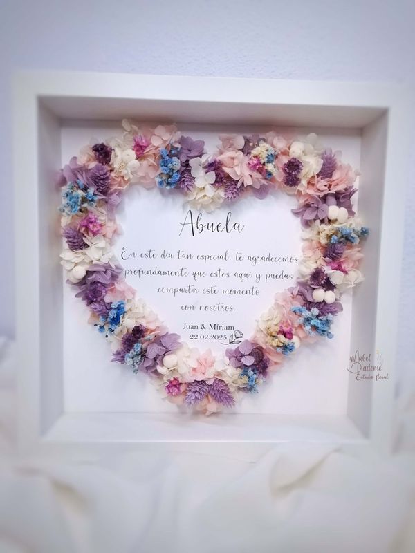 Cuadro Corazón con Flores Preservadas  Regalos Bonitos
