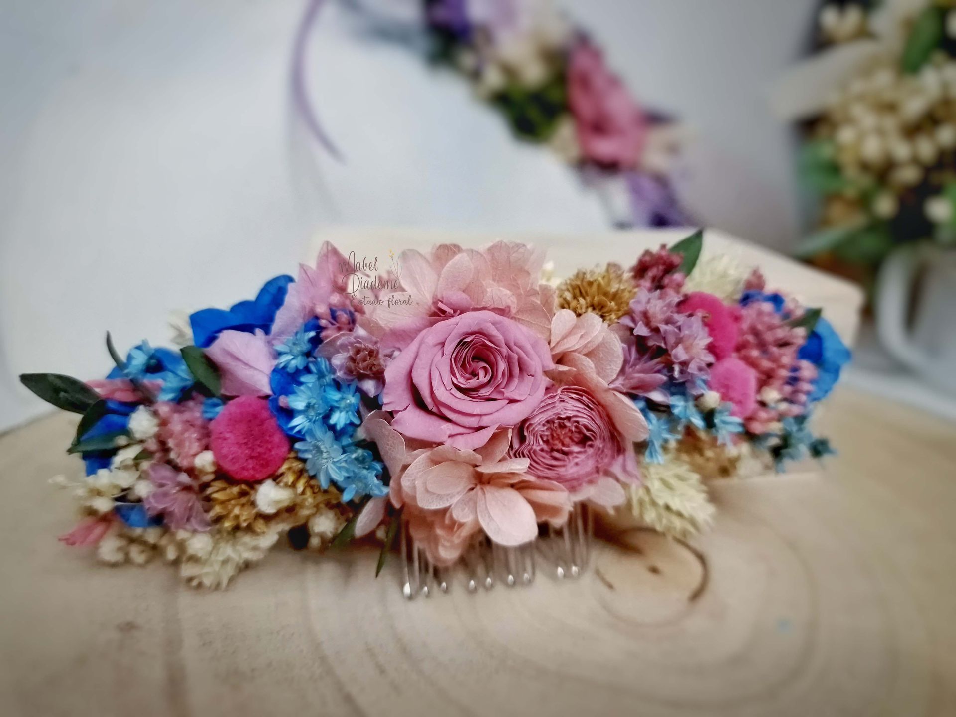 Tocado de Huertana de Flores Preservadas