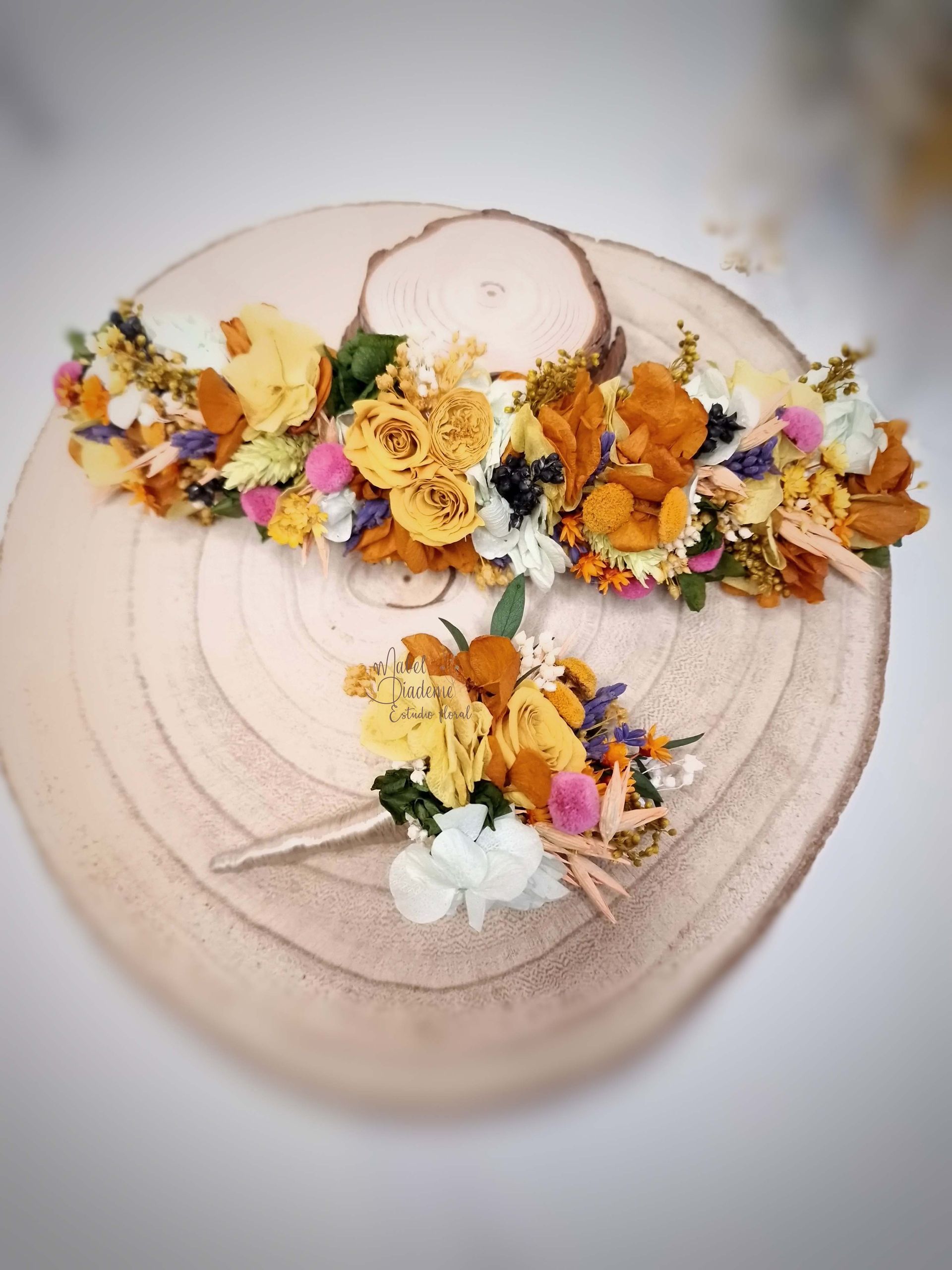 Tocado de Huertana de Flores Preservadas