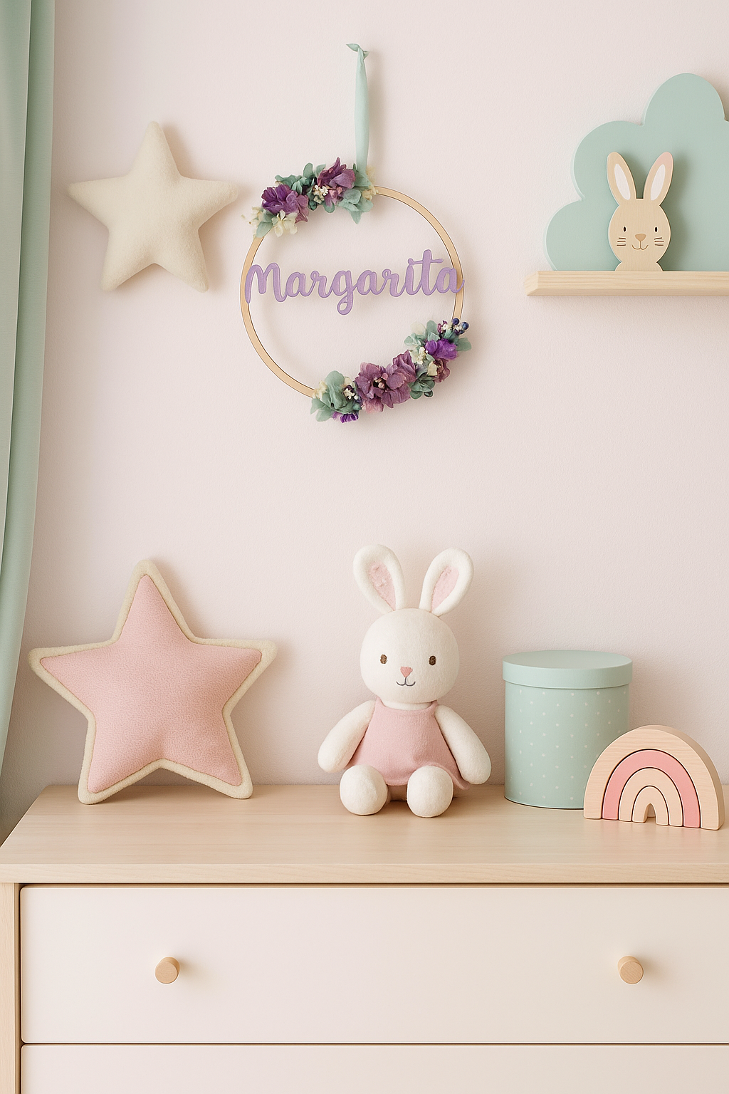 Aro Decorativo de Madera con Flores Preservadas