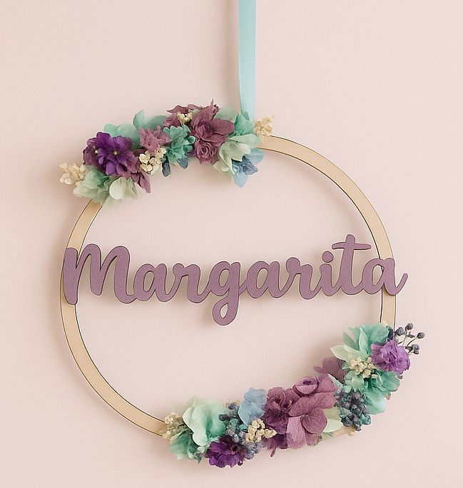 Aro Decorativo de Madera con Flores Preservadas