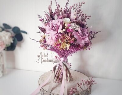 Bouquet novia preservado burdeos y rosa vintage Bouquet novia preservado burdeos y rosa vintage
