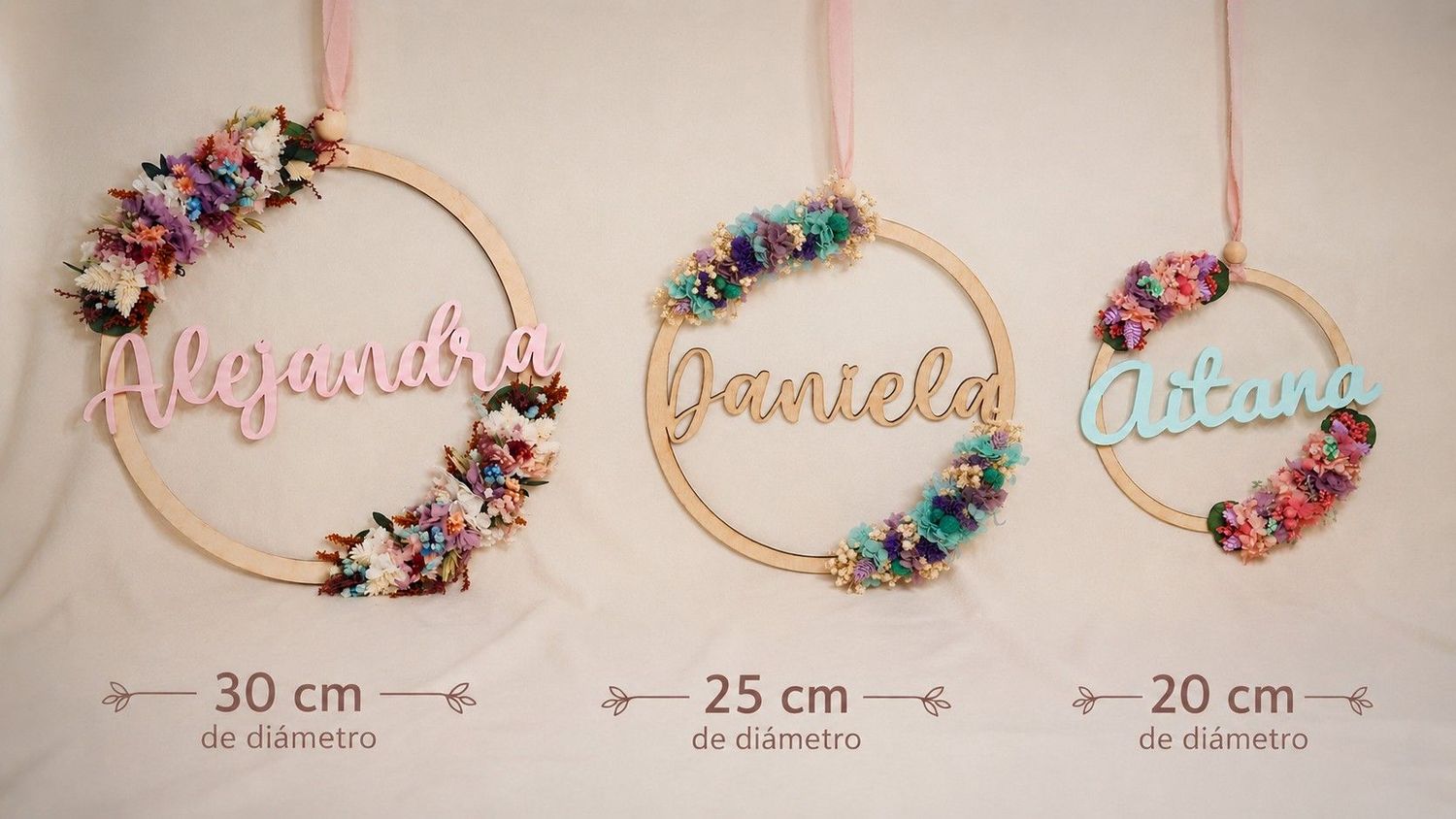 Nombre Personalizado con Flores Preservadas | Aro Floral Decorativo Nombre Personalizado con Flores Preservadas | Aro Floral Decorativo