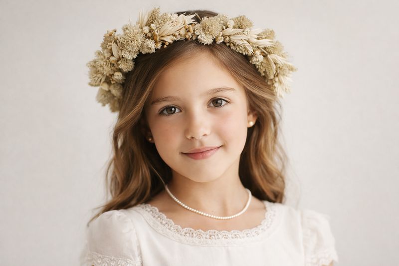 Corona silvestre espiga tonos naturales comunión arras