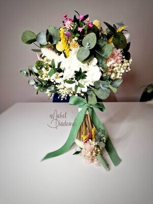 Ramo de novia silvestre tonos amarillos flores preservadas campo Ramo de novia silvestre tonos amarillos flores preservadas campo