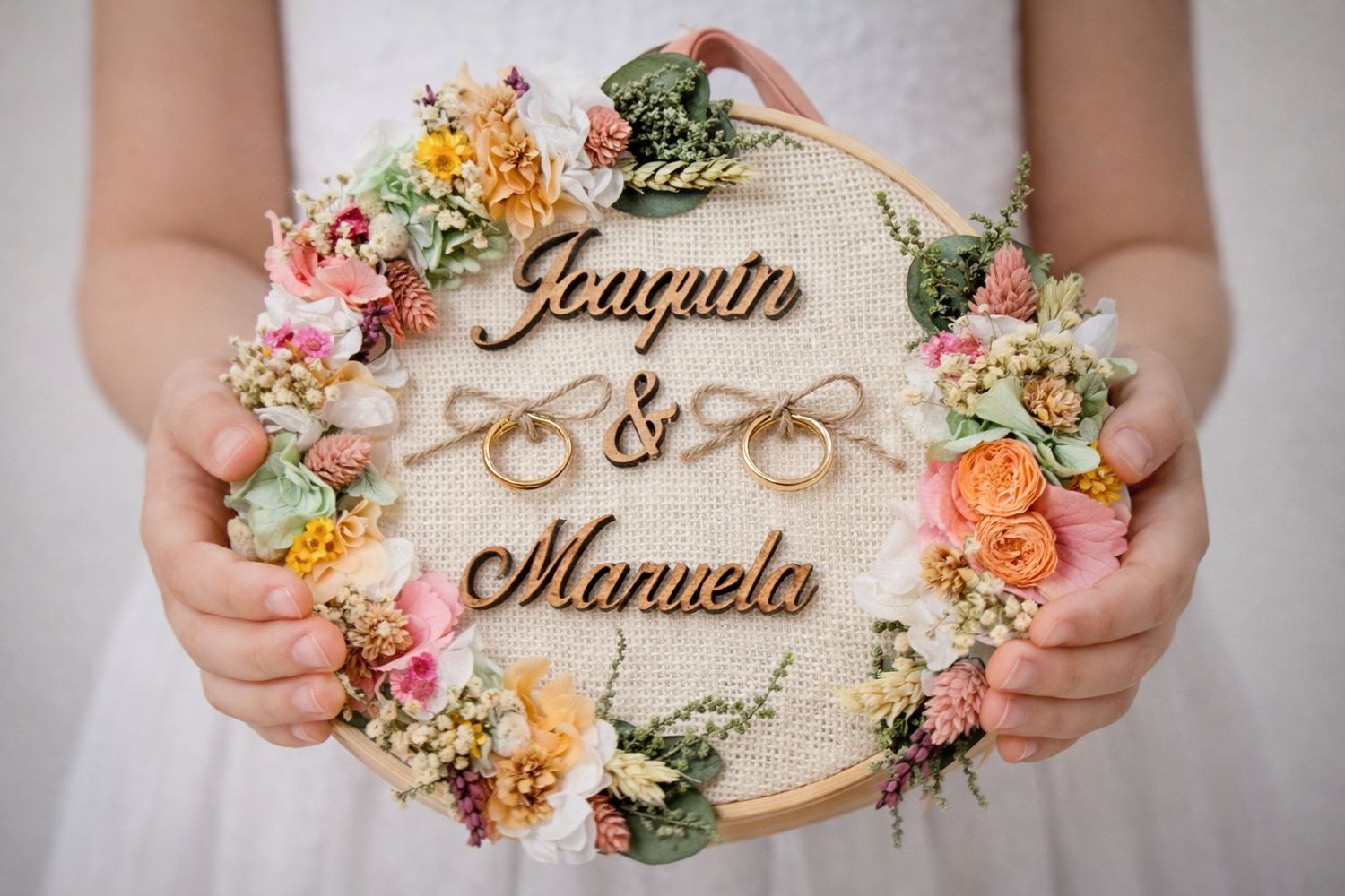 Bastidor de flores preservadas bodas verde mint