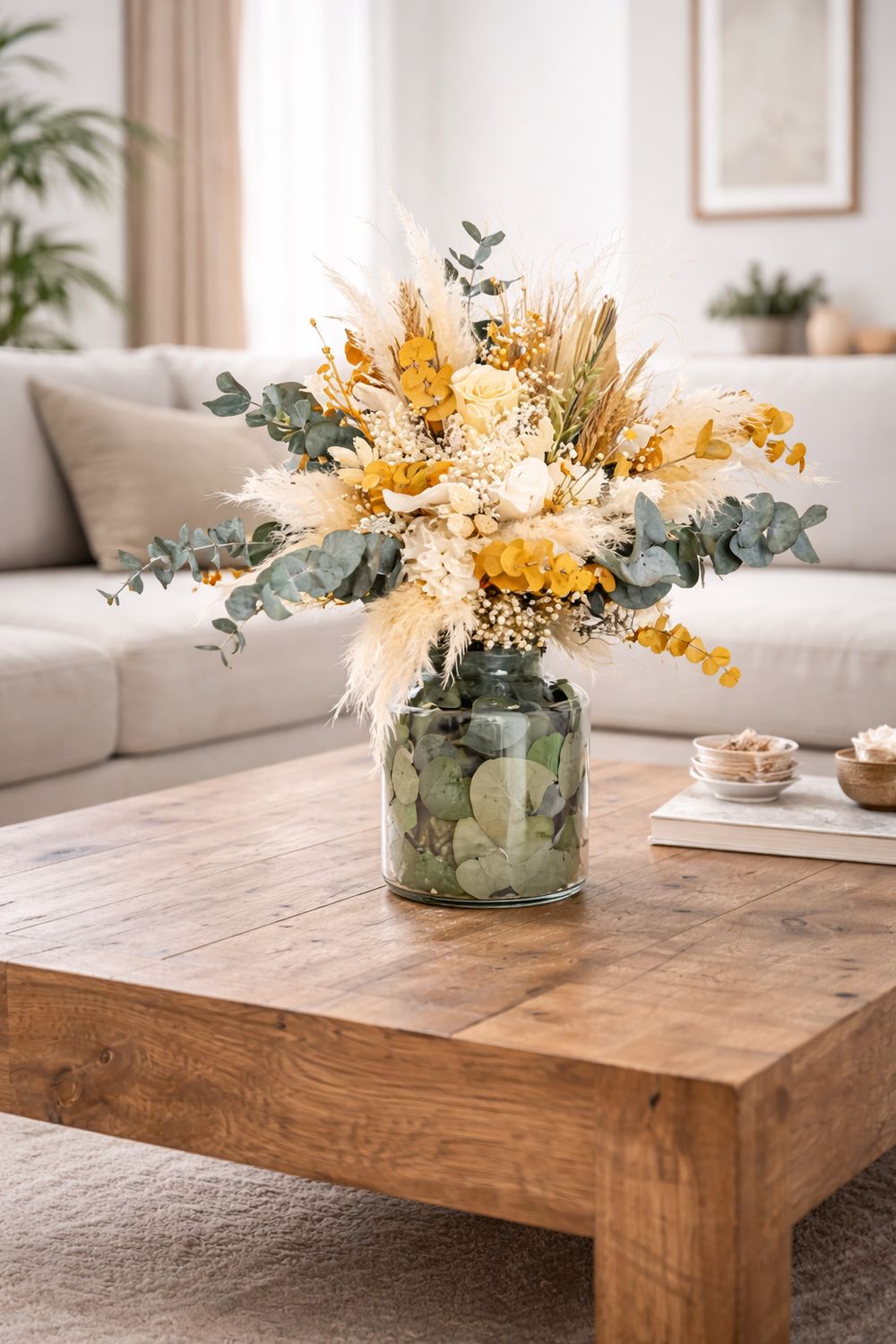Centro de flores preservadas estilo nórdico home
