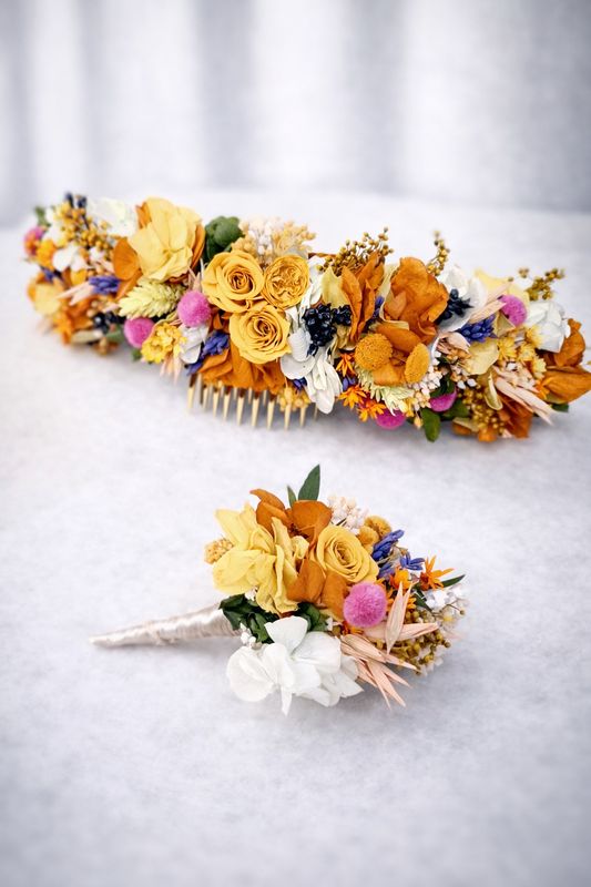 Tocado de Huertana de Flores Preservadas