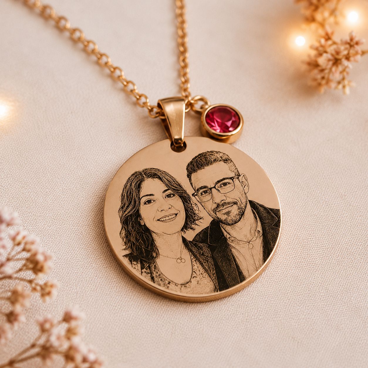 Collar personalizado con fotografía grabada y texto personalizado