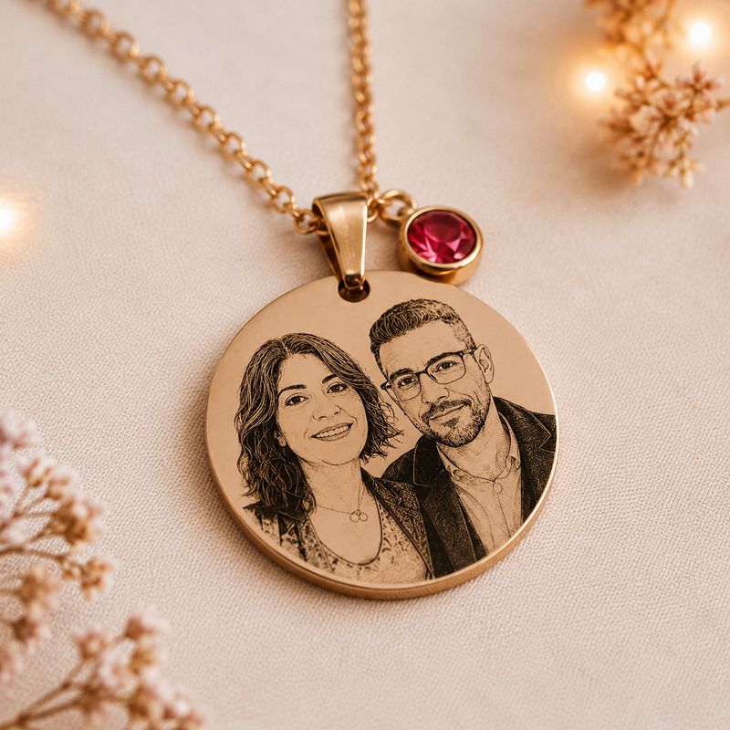 Collar personalizado con fotografía grabada y texto personalizado