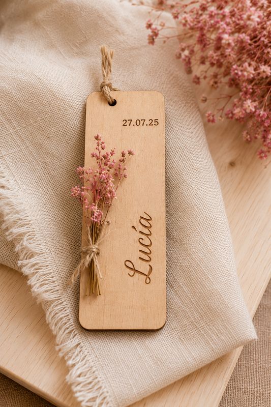 Marcapáginas personalizado con flores preservadas para invitados Marcapáginas personalizado con flores preservadas para invitados