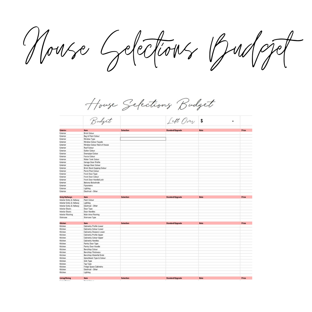 House Selections Budget &amp; Planner