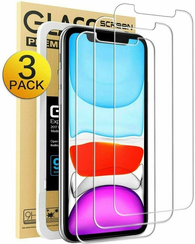 Mkeke is compatible with iPhone XR screen protector, iPhone 11 screen protector, tempered glass film for Apple iPhone XR and iPhone 11, 3 pieces of transparent
