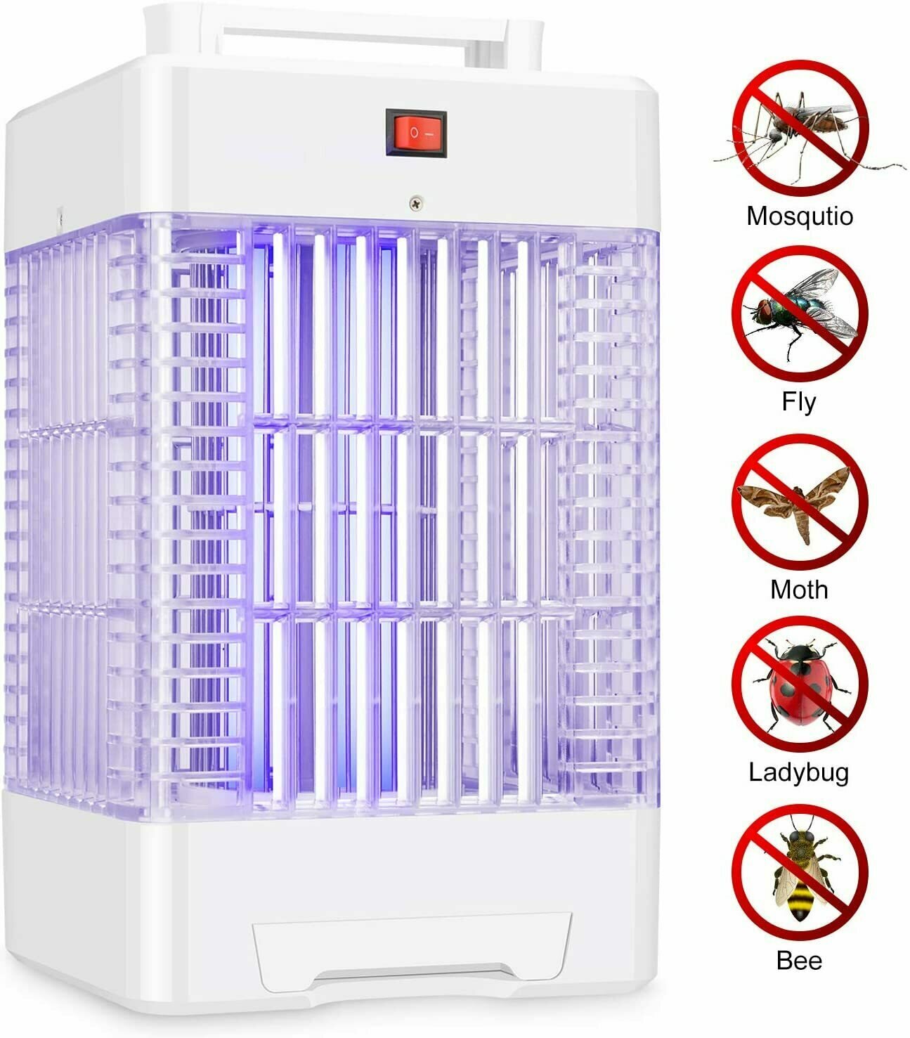 Electric Bug Zapper Indoor, Nontoxic Powerful Fly Trap Insect Killer Lamp with 2 UV Light Bulbs
