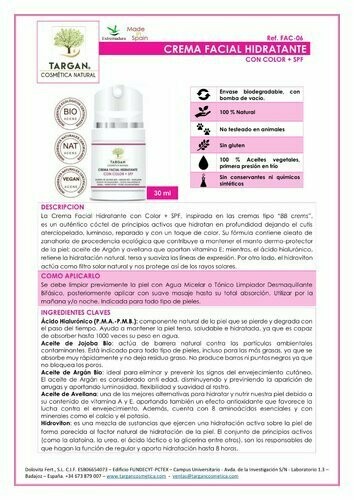 Crema Facial Hidratante Con Color y SPF (Ref.FAC-06)