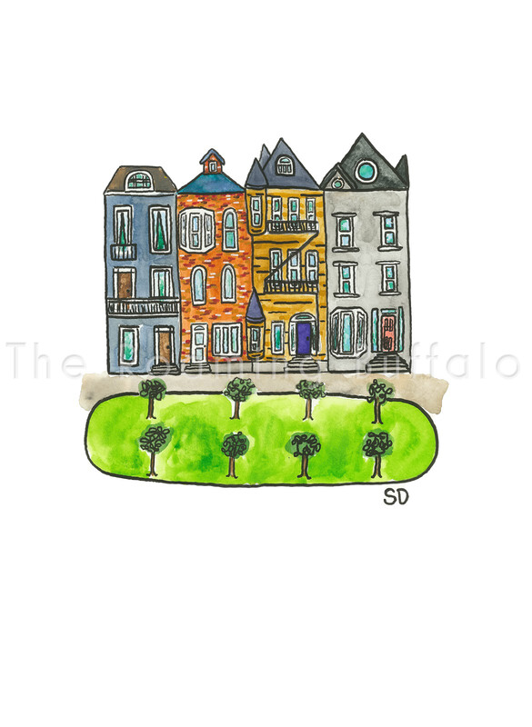 Elmwood Village, Size: 5"x7" with mat (sizes to 8"x10" frame)