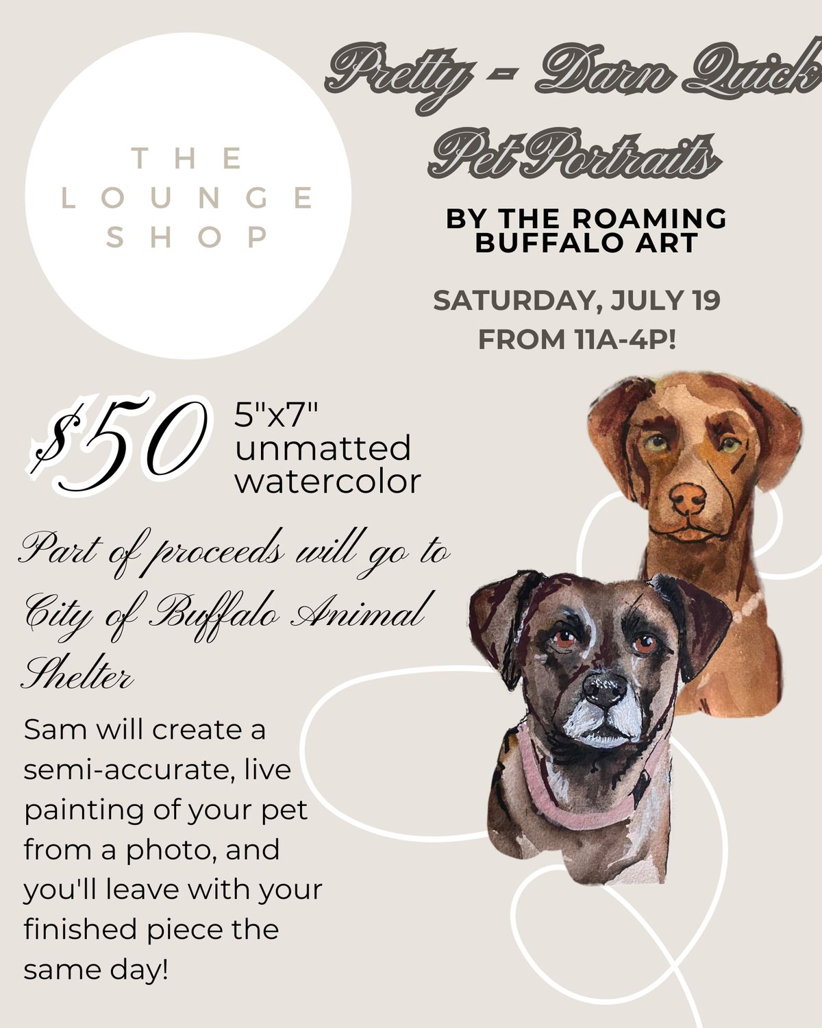 Pretty Darn Quick Pet Portraits at The Lounge Shop!