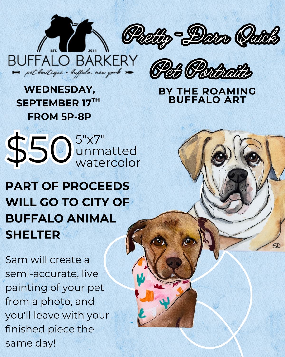 Pretty Darn Quick Pet Portraits at The Buffalo Barkery!