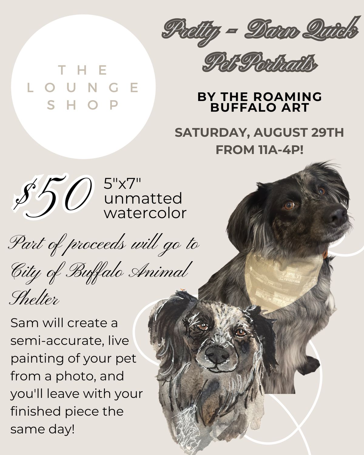 Pretty Darn Quick Pet Portraits at The Lounge Shop!