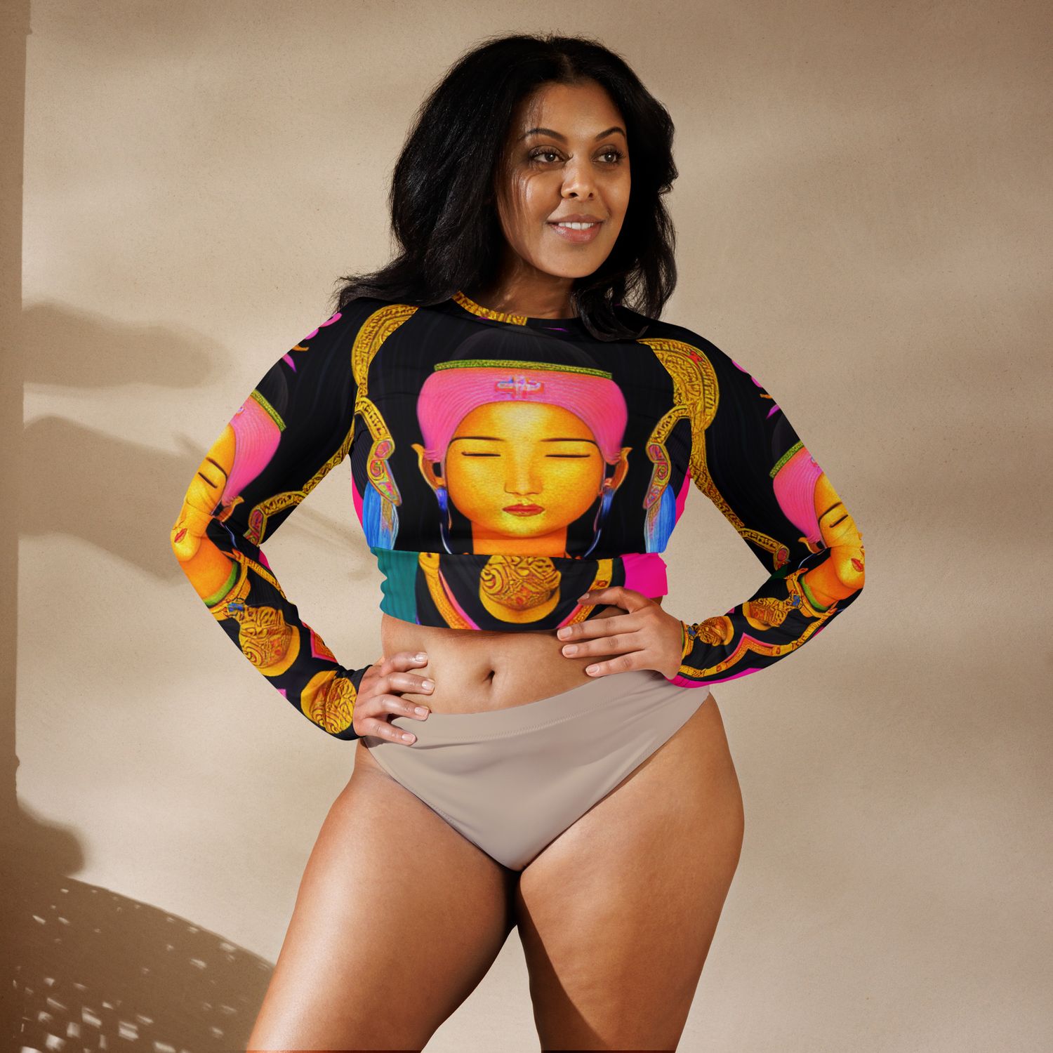 Recycled long-sleeve crop top