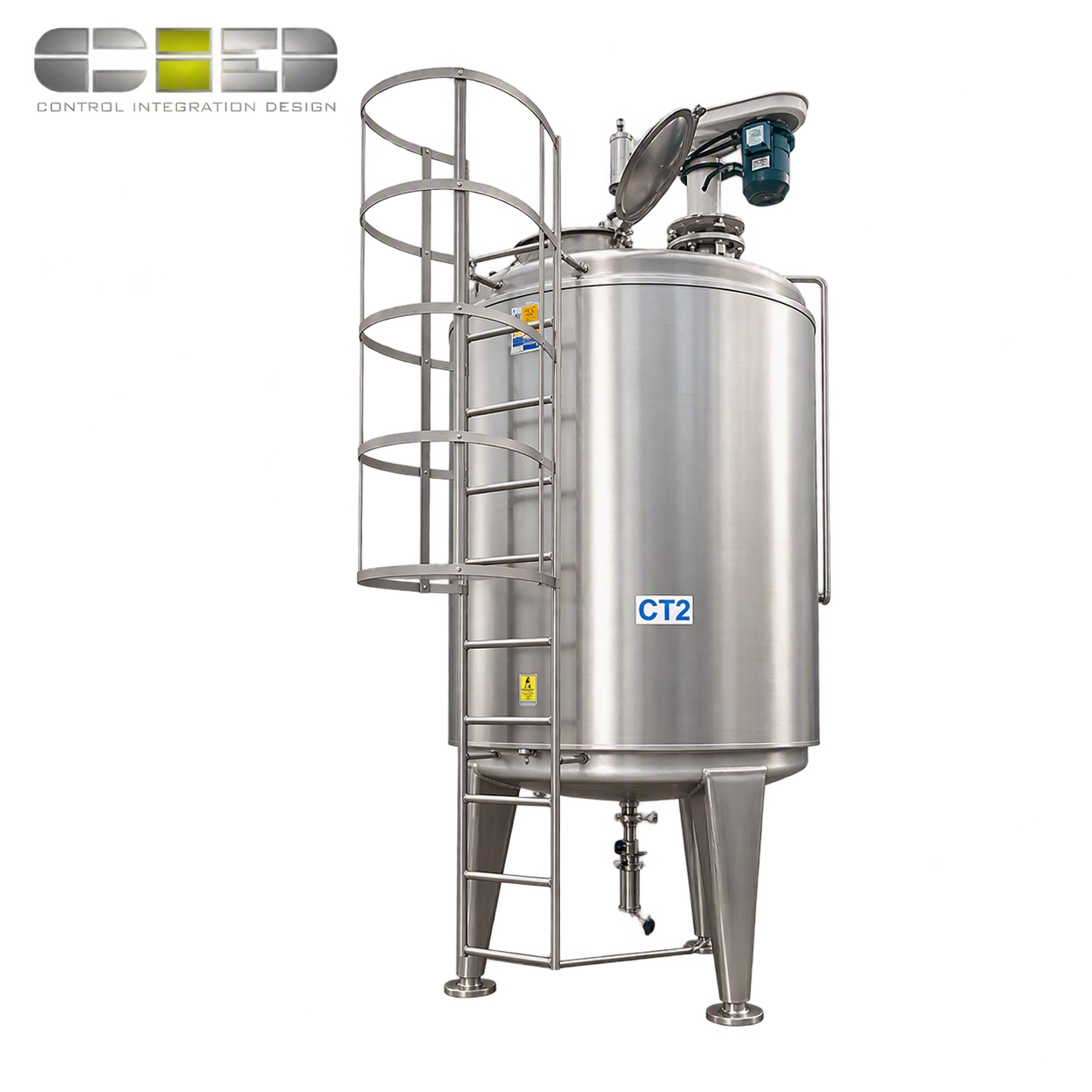4m³ Insulated Jacketed Stainless Steel Tank with Agitator &amp; Ladder