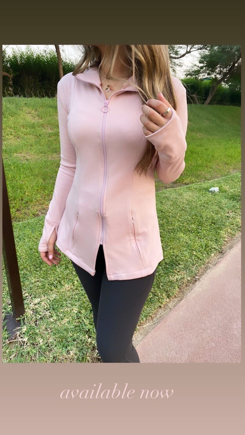 pink running jacket