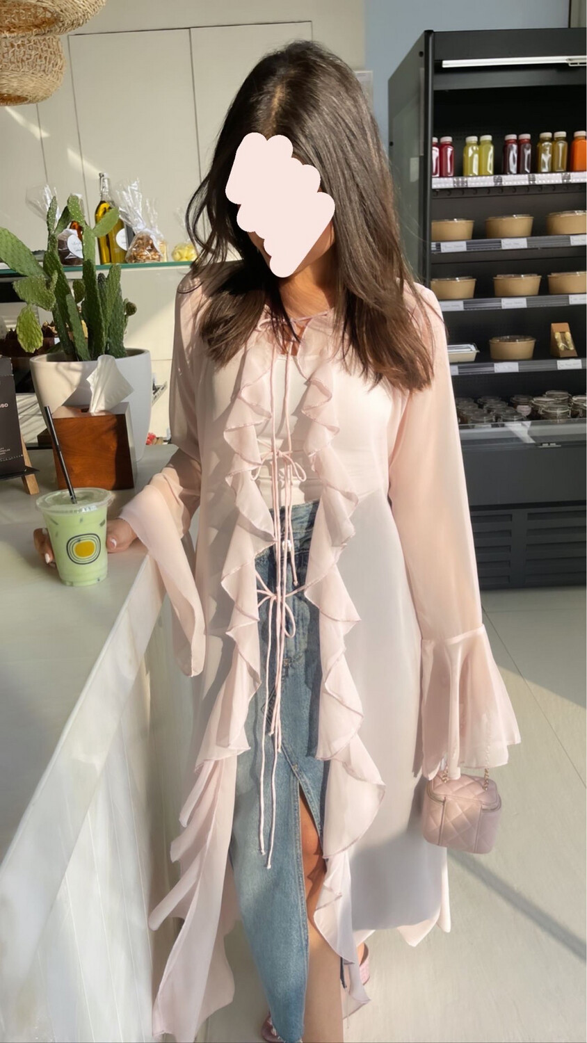 pale pink ruffles cardigan 