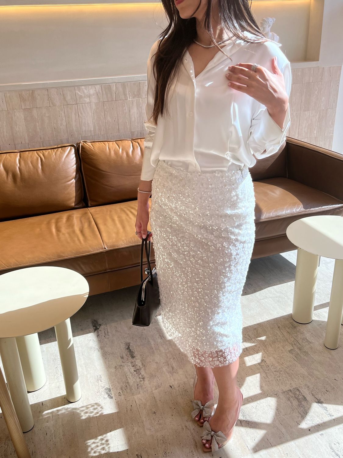 Delicate floral sequins skirt