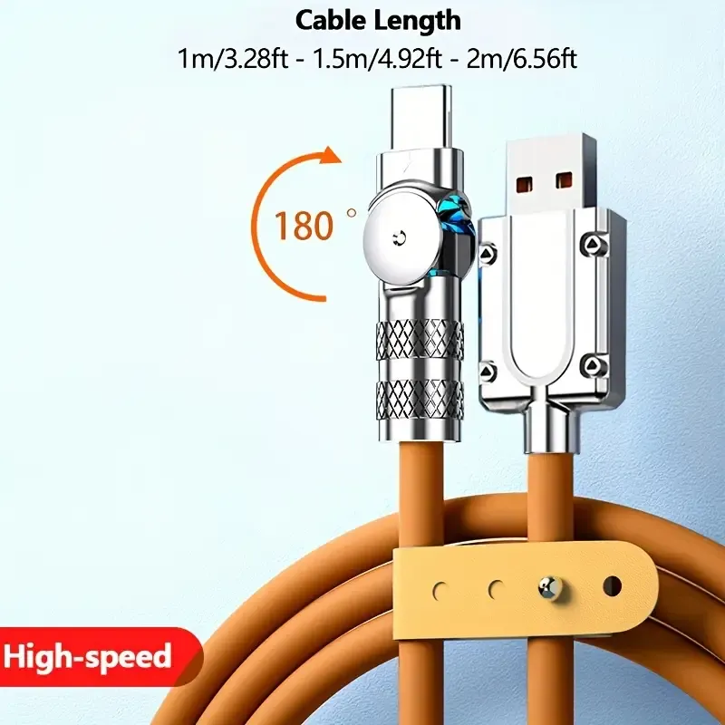 Supersterke Snellaadkabel USB-C Max 100W 6A – USB-A naar USB-C – Voor Gaming – Vloeibaar Siliconen – Compatibel met Samsung Galaxy S23/S22, Xiaomi 14 Pro, Redmi 13C, Huawei, OPPO, OnePlus, VIVO – USB