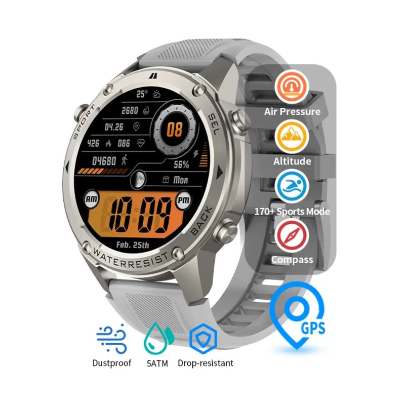 Waterdicht Hollandiq Outdoor Pro Smartwatch met GPS 1100 mah