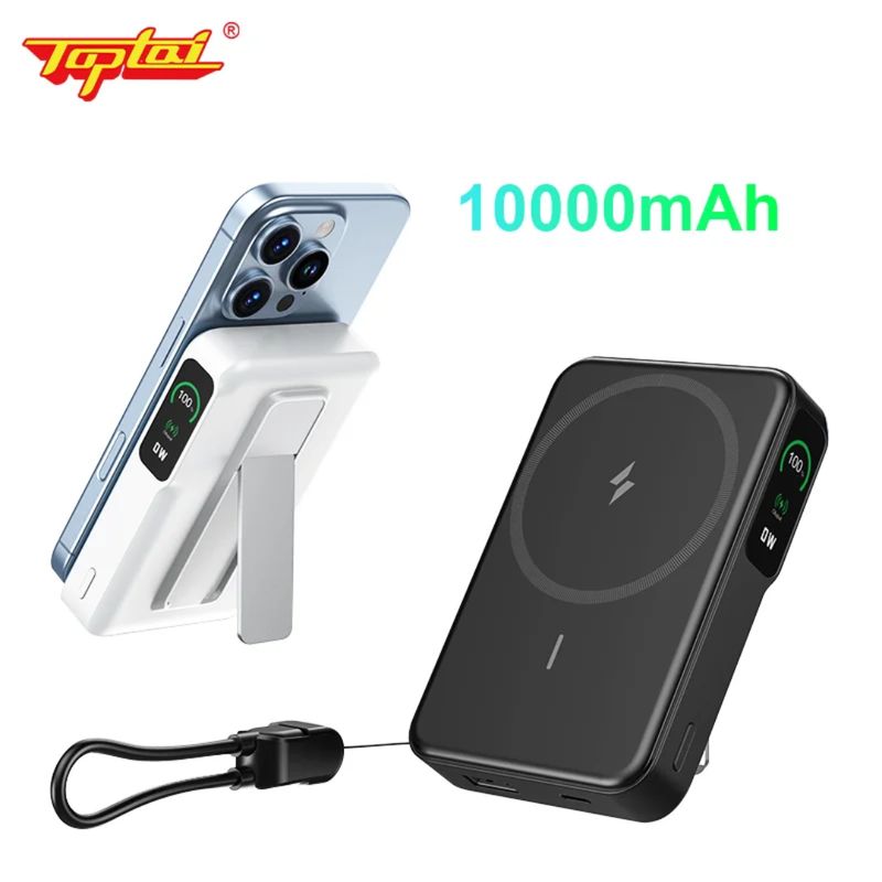 HollandIQ  MagGo Slim Draadloze Powerbank met MagSafe en Qi2 10.000 mAh met Snelladen Zwart
