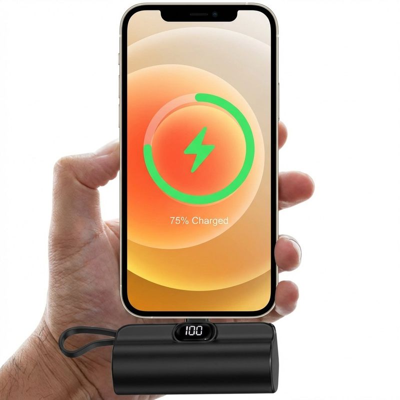 5000mAh Mini Draagbare Oplader, Ultra-Compacte Batterij Pack Reis Draagbare Telefoon Oplader, Compatibel met Iphone 14/13/12 Pro Max/Ipad Pro/Samsung Android, Noodstroom Pocket Power Bank, USB Te