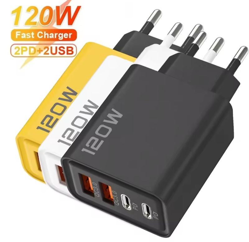 120W Super Fast Charger – 4-in-1 USB &amp; USB-C Oplader  Laad al je apparaten razendsnel en gelijktijdig op met deze krachtige 120W Fast Charger.