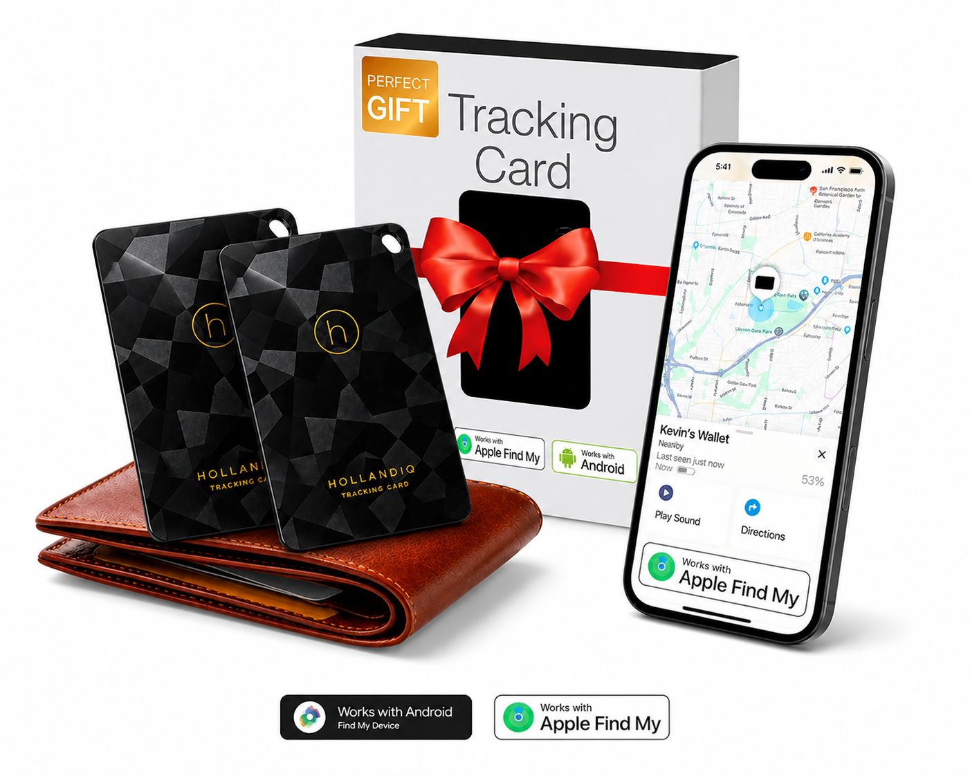Portemonnee tracker 2 kaarten GPS Apple Find my /Google find My tag Draadloos oplaadbaar.